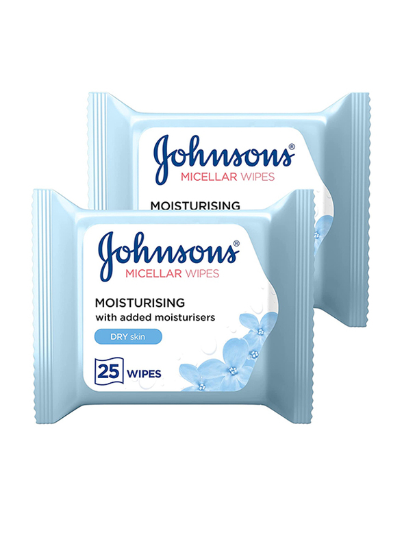 

Johnson's Moisturising Cleansing Micellar Wipes, 2 Pieces x 25 Sheets