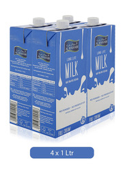 Al Rawabi Full Cream Long Life Milk, 4 Tins x 1 Liter