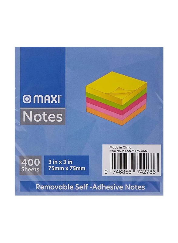 

Maxi Sticky Notes, 7.5 x 7.5cm, 400 Sheets, Multicolour
