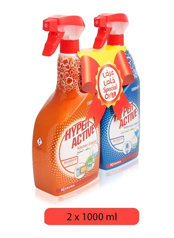 

Hyer Active Hyper Active Bathroom and Kitchen Cleaner, 2 x 1 Liter
