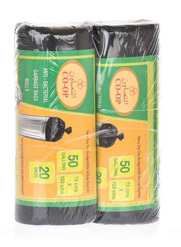 

Co-Op Garbage Bag Anti Bacterial, 75x103 cm, 2 Pieces, Black