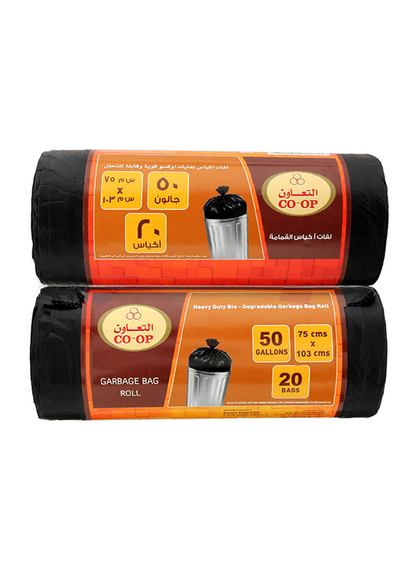 

CO-OP Garbage Bag Rolls, 50 Gallons, 75 cm x 103 cm, 2 x 50 Piece, Black