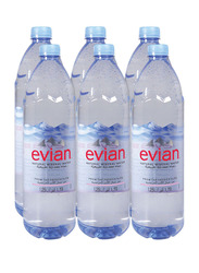 Evian Drinking Water, 6 Bottles x 1.25 Liter