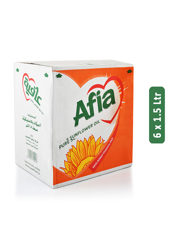 

Afia Pure Sunflower Oil, 6 x 1.5 Ltr