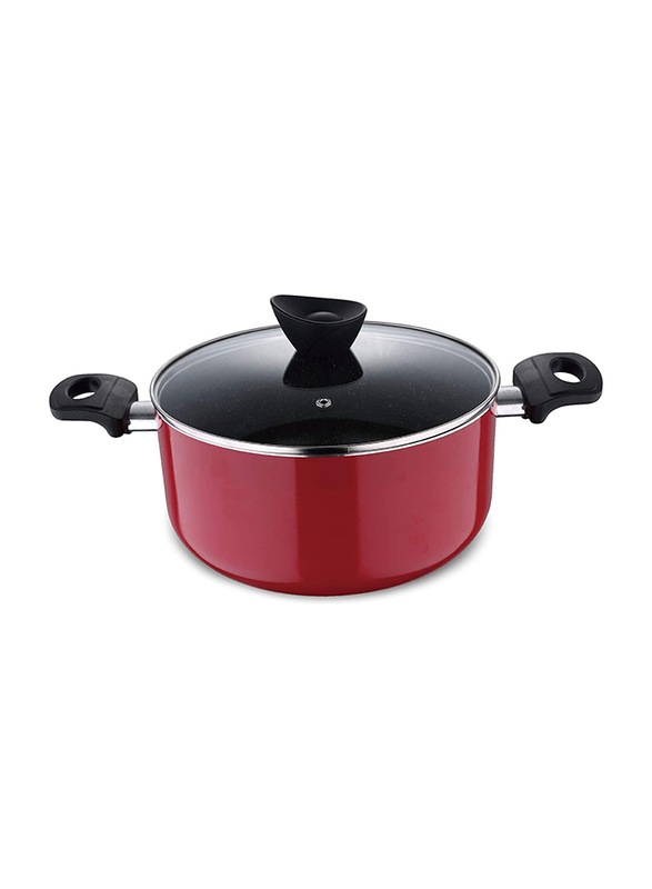 

Bergner 20cm Round Aluminium Bellini Casserole with Lid, BG31432RD, Red