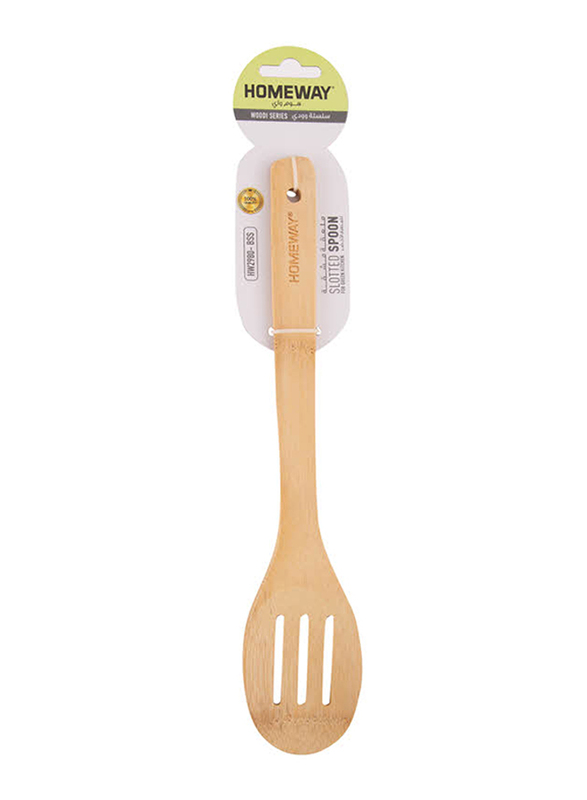 

Homeway Fine Feather Wood Bamboo Slotted Spoon, Brown