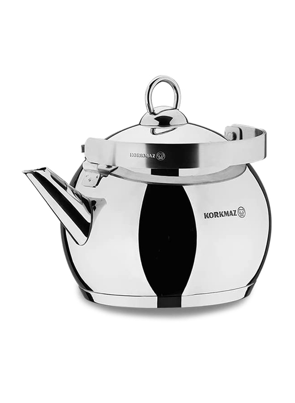 

Korkmaz 1L Electric and Gas Stainless Steel Kettle, Silver