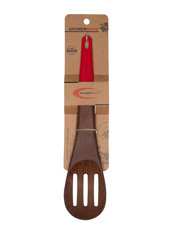 

Kmark Wooden Sloted Spoon with Silicone Handle, Multicolour