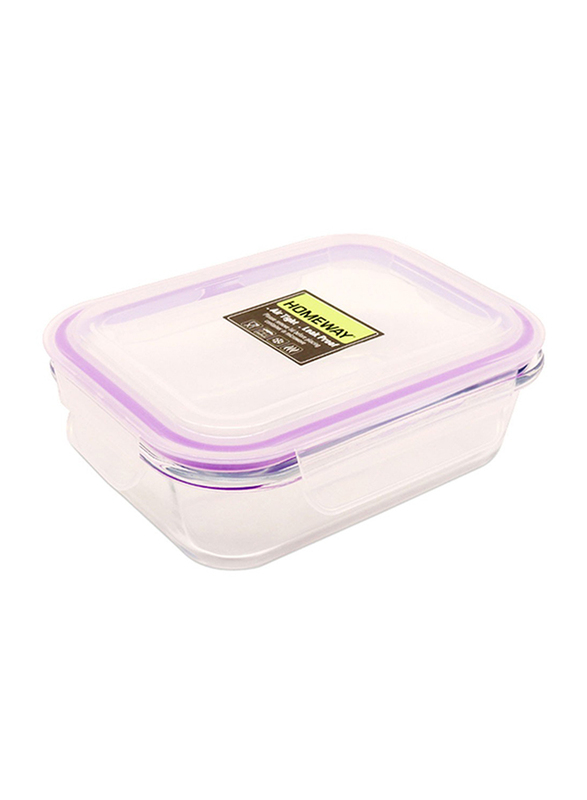 

Homeway Rectangle Glass Food Container, 640ml, HW3407, Purple/Clear