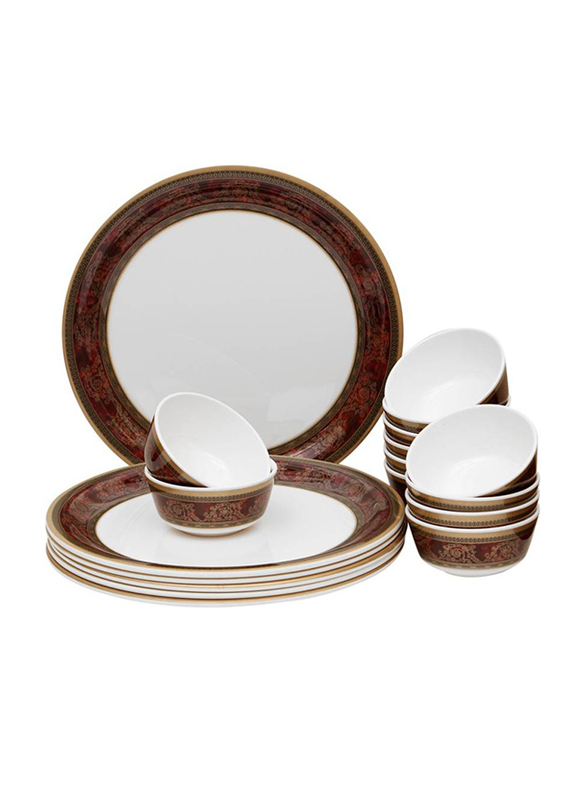 

Servewell 11-inch Melamine Round Dinner Plate, White/brown