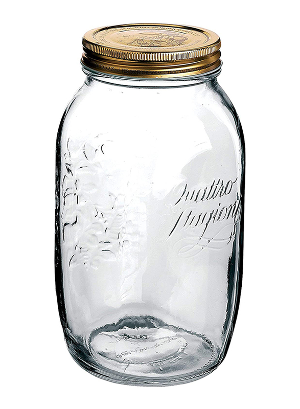 

Bormioli Rocco Glass Quatro Stag Jar, 1.5 Litre, Gold