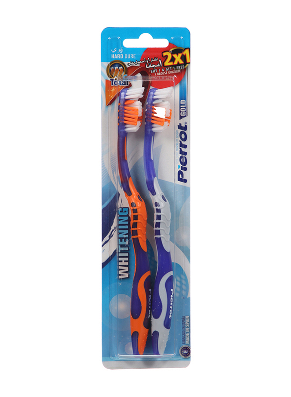 

Pierrot Gold Hard Toothbrush, Multicolour, 2 Pieces