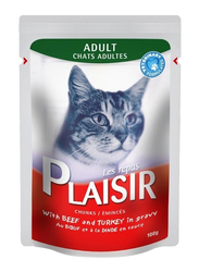 Plaisir Cats Chunks in Gravy Beef & Turkey Wet Cat Food, 100 grams