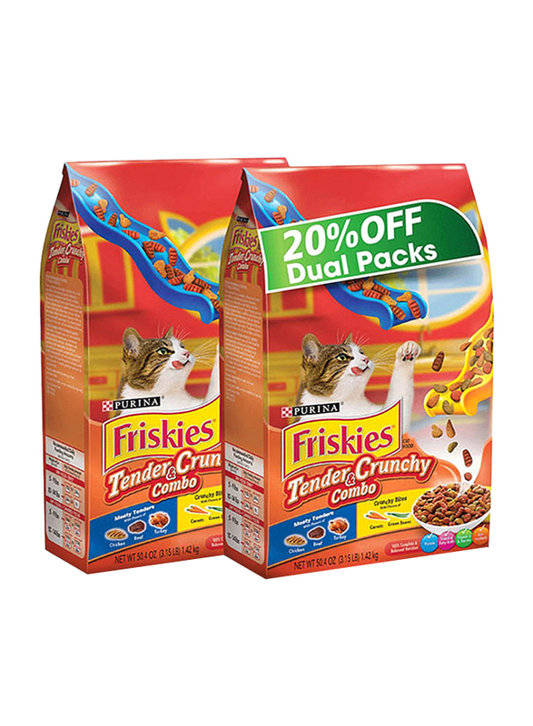 

Purina Friskies Tender & Crunchy Dry Cats Food, 2 Packets x 1.42 Kg