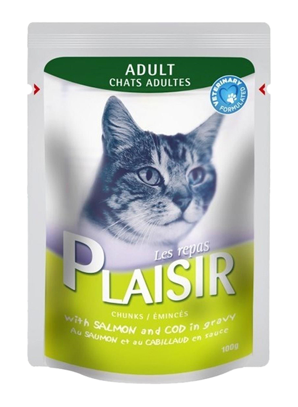 

Plaisir Chunks with Fresh Salmon and COD in Gravy Wet Cat Food, 100 grams