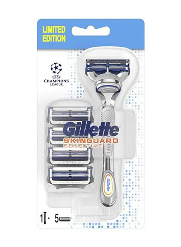 

Gillette Skinguard Razor Handle with 5 Blades, Multicolour