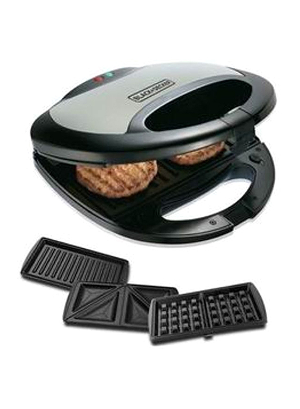 

Black+Decker 3-in-1 Sandwich Grill & Waffle Maker, Black/Silver