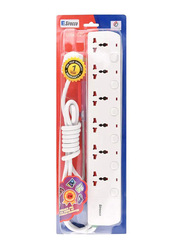 Sirocco 6-Way Extension Socket with 2 Meter Cord, White
