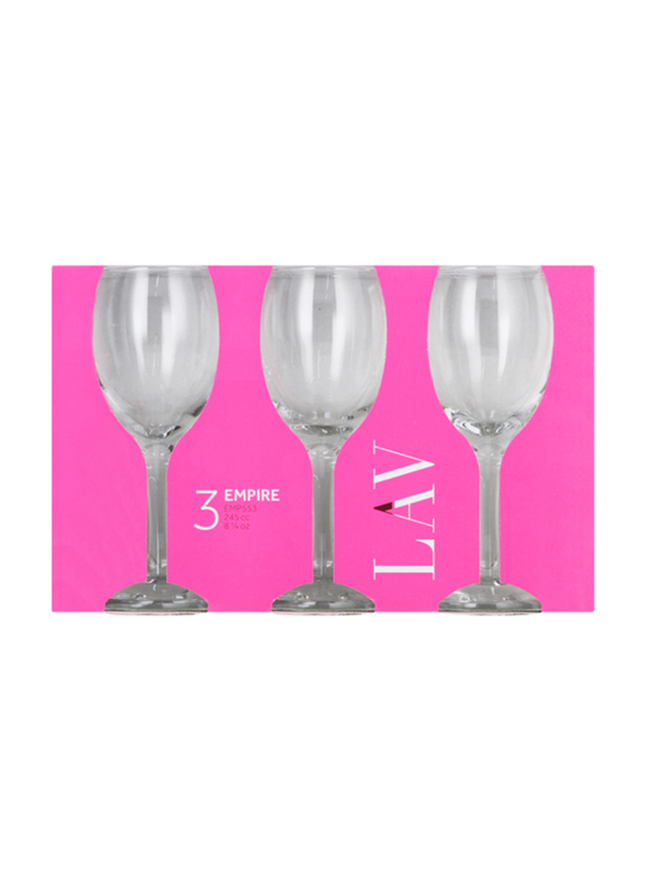 

Lav 3 Piece 245ml Glass Empire Goblet Set, Clear