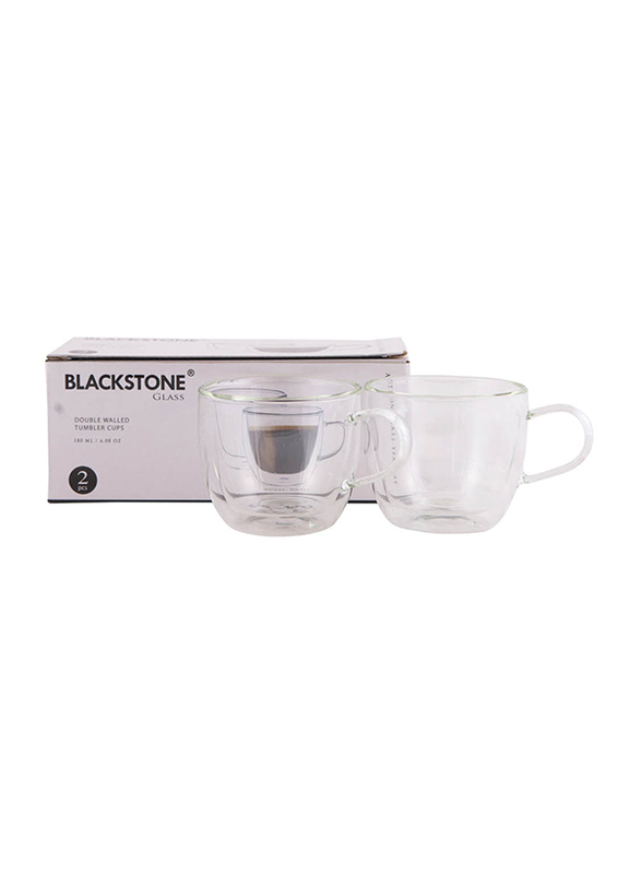 

Blackstone 180ml 2-Piece Set Double Wall Glass Tumbler Cups, DH911, Clear