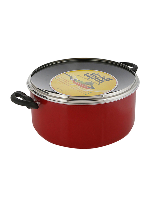 

Union 32cm Non-Stick Round Aluminium Casserole with Lid, Red/Black