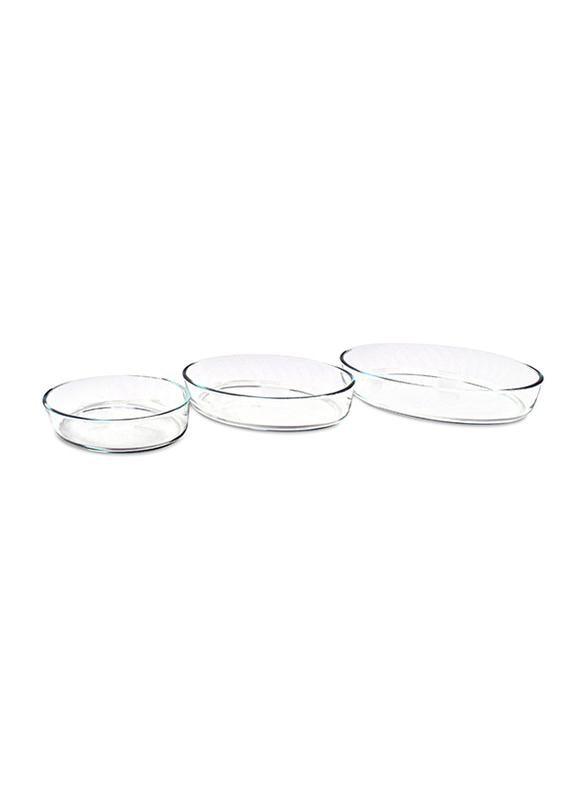 

Home Maker 3 Piece Ahm Borosilicate Glass Oval Baking Dish Set, Clear
