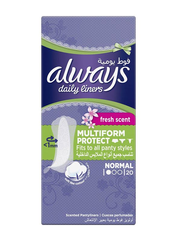 

Always Daily Fresh Multiform Protect Normal Liners, 20 Pieces