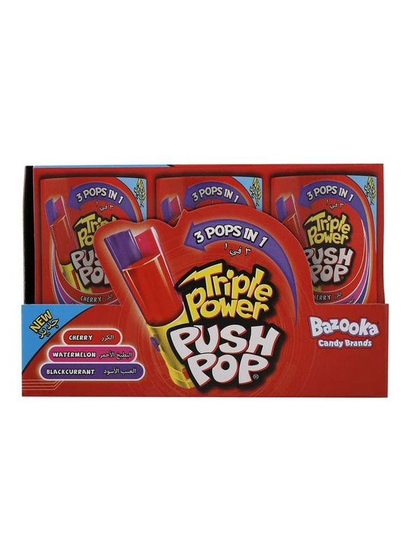 

Bazooka Triple Power Push Pop Candy with Blackcurrant, 12 x 34g