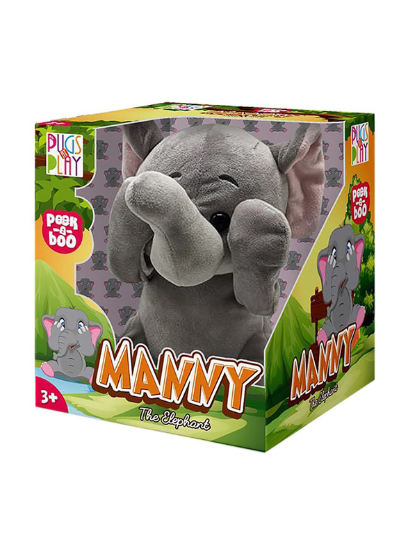 

Pugs At Play Peek A Boo Manny Elephant, Ages 3+, Grey