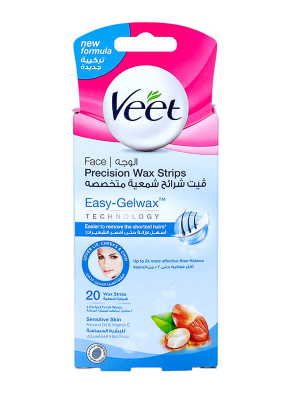Veet Mini Coldwax Face Hair Removal Wax Strips, 20 Strips   - Dubai