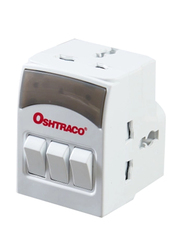 Oshtraco 3 Way Switched Universal Adaptor, White