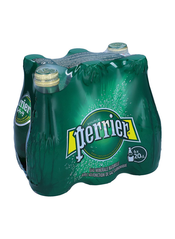 Perrier Sparkling Natural Mineral Water, 6 Bottles x 200ml