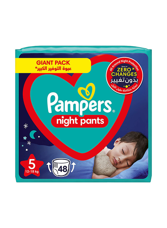 

Pampers Night Pants Diapers, Size 5, Junior, 12-18 kg, Giant Pack, 48 Count