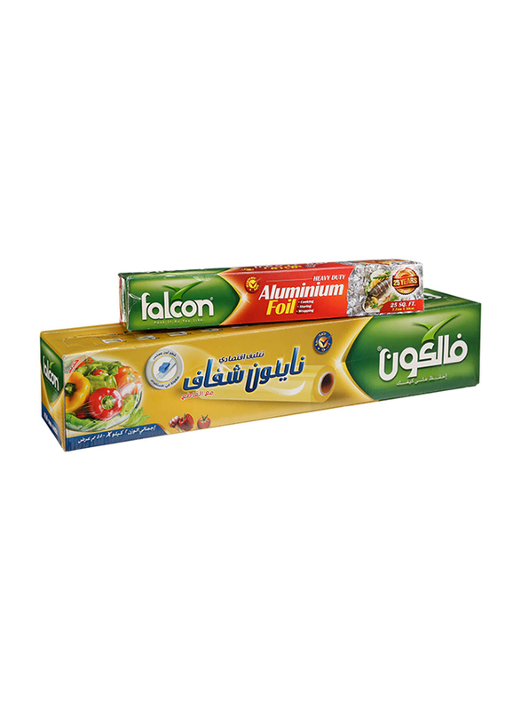 

Falcon Cling Film, 2KG X 45cm and Heavy Duty Aluminium Foil, 25 Sq.Ft, 2 Pieces