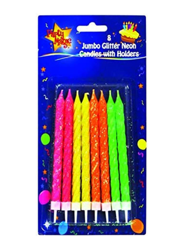 

Party Magic Jumbo Glitter Neon Candles Set, 8 Pieces, Multicolour