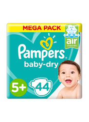 Pampers Baby-Dry Diapers, Size 5+, Junior+, 12-17 kg, 44 Count