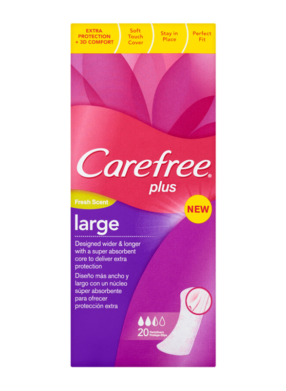 

Carefree Plus Fresh Scent Panty Liners, White, Large, 20 Pieces