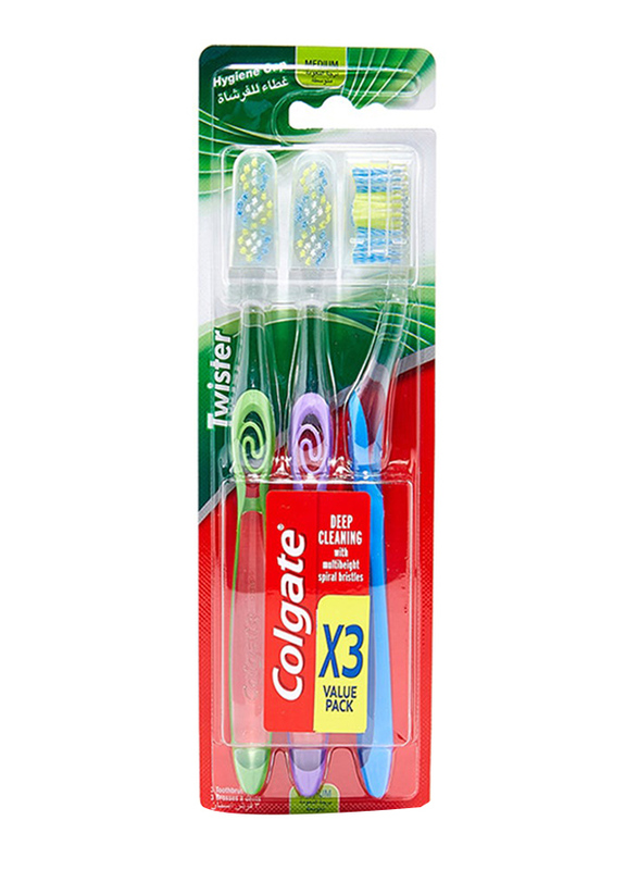 

Colgate Twister Cleaning Toothbrush, Multicolour, 3 Pieces