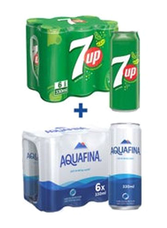 

7Up Carbonated Soft Drink, 6 x 330ml with Aquafina Water, 6 x 330ml