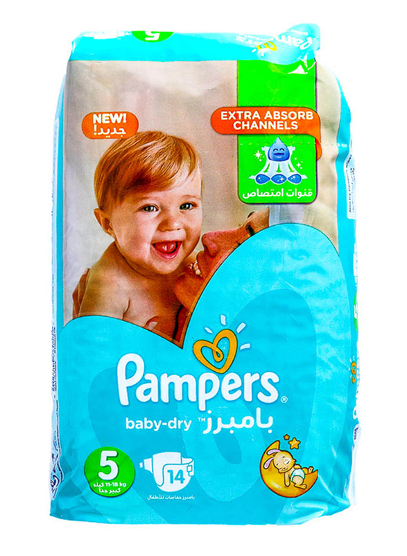 

Pampers Baby Dry Diapers, Size 5, 11-18 kg, Carry Pack, 14 Count