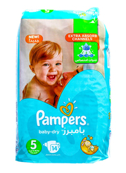 Pampers Baby Dry Diapers, Size 5, 11-18 kg, Carry Pack, 14 Count