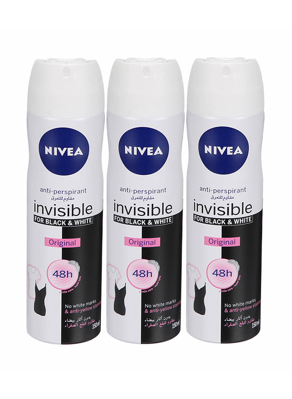 

Nivea Invisble Black & White Deodorant Spray for Women, 150ml, 3 Pieces