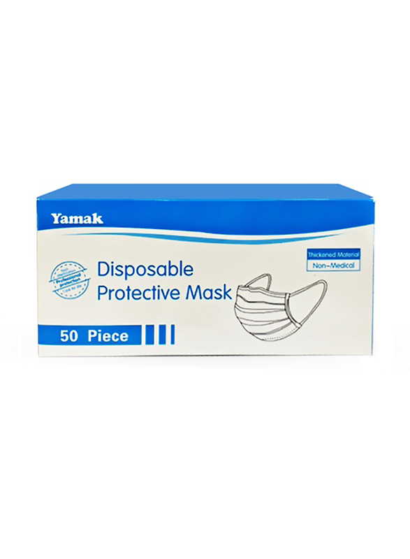 

Yamak 3 layer Disposable Protective Facemask, 50-Piece, Blue