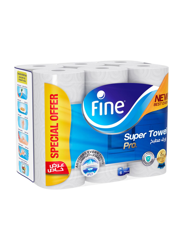 

Fine Kitchen Towel Rolls, 6 Pieces, White