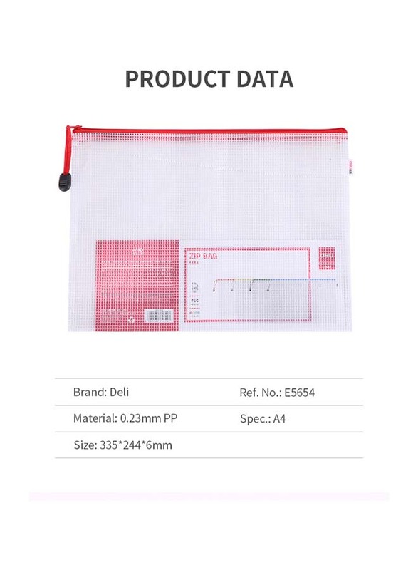 

Deli Mesh Zip Bag Assorted, A4 Size, Clear