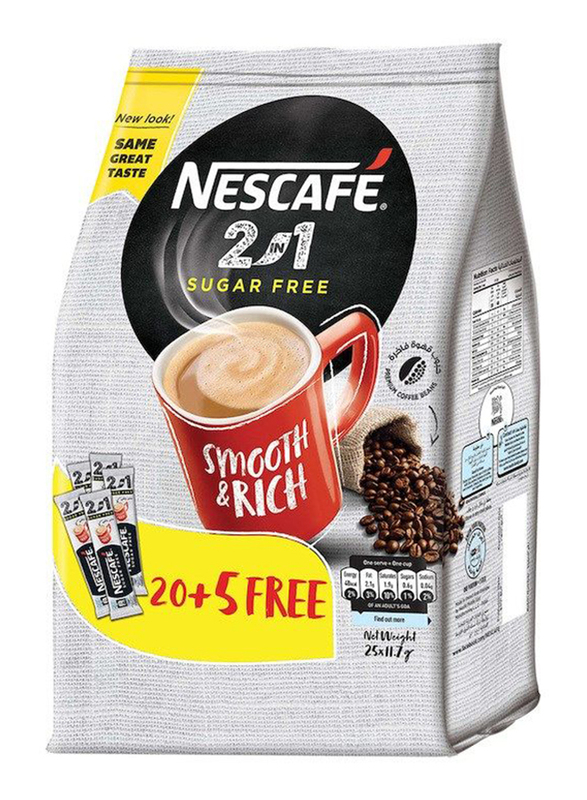 

Nescafe 2-in-1 Smooth & Rick Sugar Free Coffee, 25 Pieces, 11.7g
