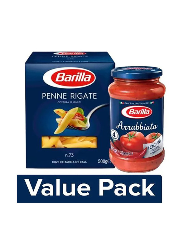 

Barilla Durum Wheat Penne Rigate Pasta, 500g & Arabiatta Pasta Sauce, 400g