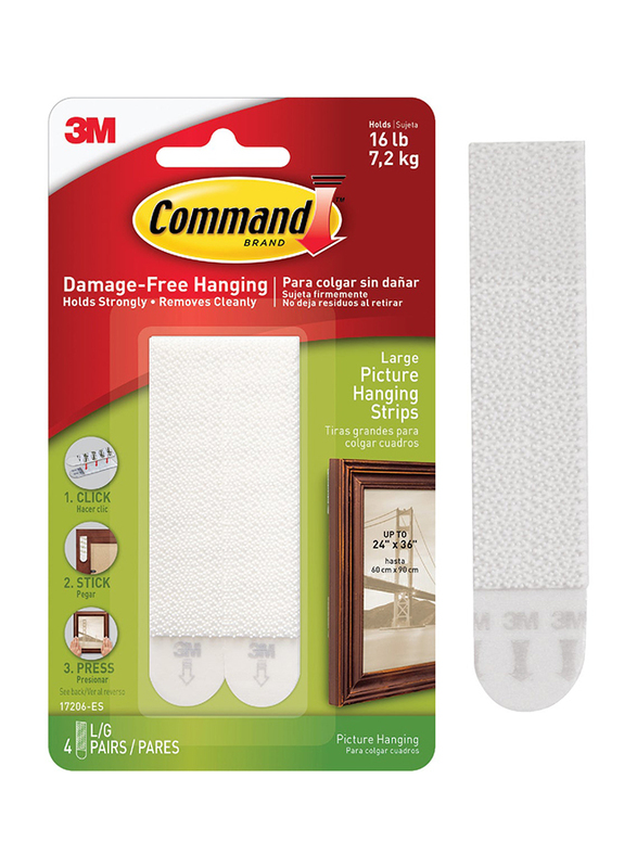 

3M Command Picture Hanging Strips, Large, 4-Pairs, White