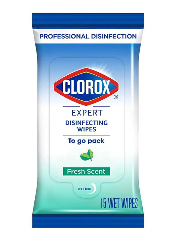 

Clorox Fresh Scent Disinfecting To Go Pack Wipes, 15 Wipes