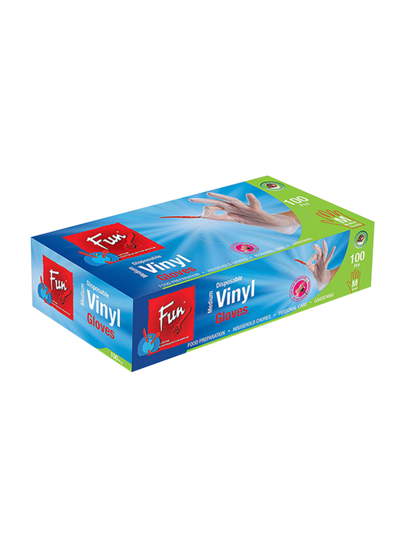 

Fun Indispensable Vinyl Disposable Gloves with Powder, Medium, 100 Pieces
